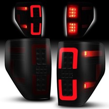 1 F150 LED Tail Light Drivers Side Black Housing Smoked Lens Rear Lamps 2009-14