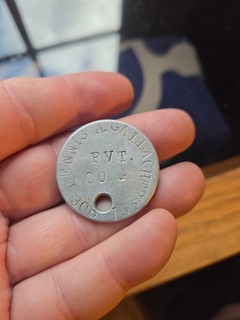 ORIGINAL WWI DOG TAG TO LOST BATTALION SOLDIER COMPANY G 308TH INFANTRY