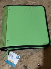 3-Ring 3 Inch Zipper Binder School Student Organizer Lime Green-Brand NEW-
