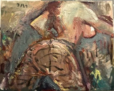 French Realism Cubist Boudoir Figure Woman Oil On Canvas 16x20 Original Signed