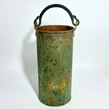 Vintage/Antique Copper Umbrella Stand/Bucket Wrought Iron Handle Primitive Decor