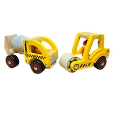 Cement Truck Road Roller Car Wooden Push Car Toys Vehicle Construction Hand Push