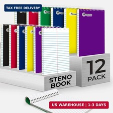 Spiral Steno Pads 12 Pack, 6 x 9, Gregg Ruled Steno Pad,80 Sheets Bulk B2B Val