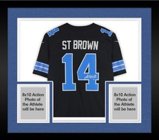 Framed Amon-Ra St. Brown Detroit Lions Signed Nike Vapor Fuse Limited Jersey
