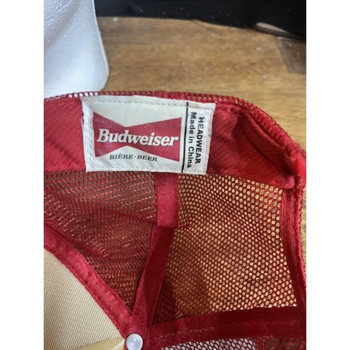 Sombrero Budweiser de colección Bud Beer Cerveza Snapback Trucker Gorra de malla Rojo Blanco - - Imagen 4 de 5