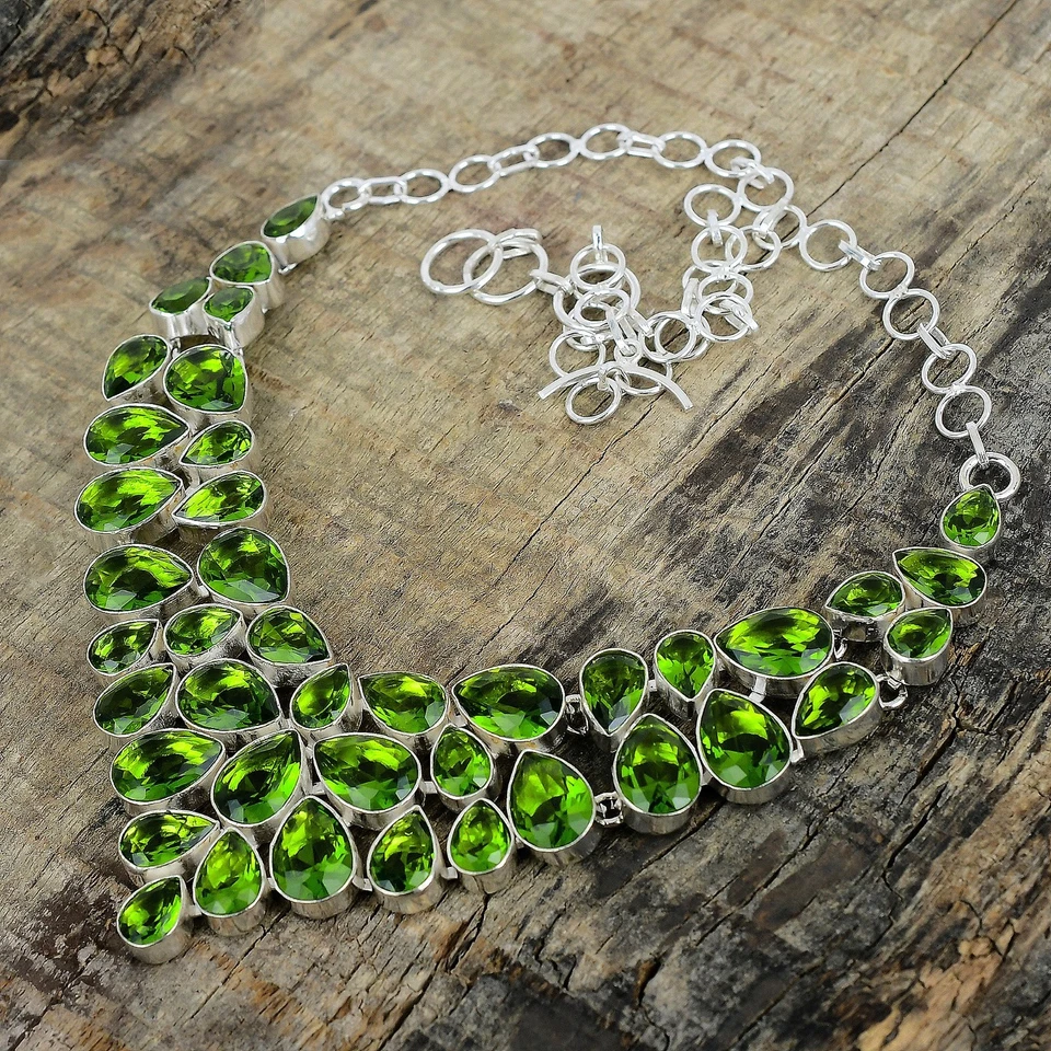 Peridot Gemstone Necklace 925 Sterling Silver Handmade Jewelry Mother's Day Gift - Image 3 of 4