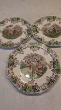 3 Vintage 1930 Copeland Spode Byron Series No.1&2 Octagonal Divided Sndwch Plate