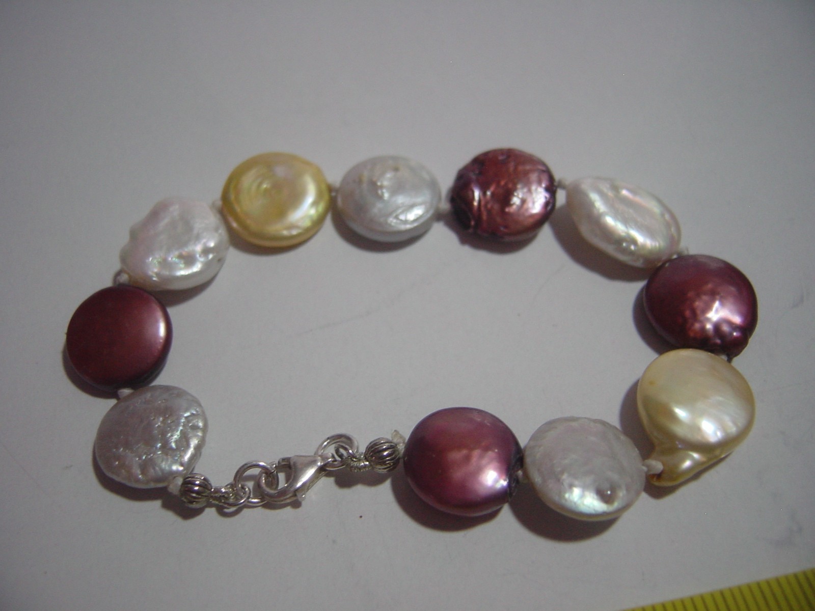 BEAUTIFUL SOLID SILVER UNUSUAL FLAT BUTTON PEARLS… - image 2