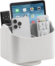 PU Leather Remote Control Holder 360 Degree Rotating Desk Organizer Storage