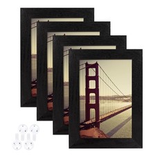 BAIJIALI 4x6 Picture Frame Black Wood Pattern Set of 4, Display Pictures 3.5x5