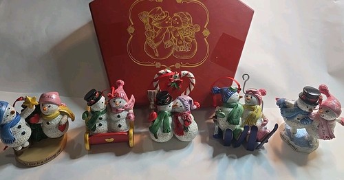 Vintage Lot Couple Michael Sue Ann Personalized Snowman Ornaments Hallmark Keeps
