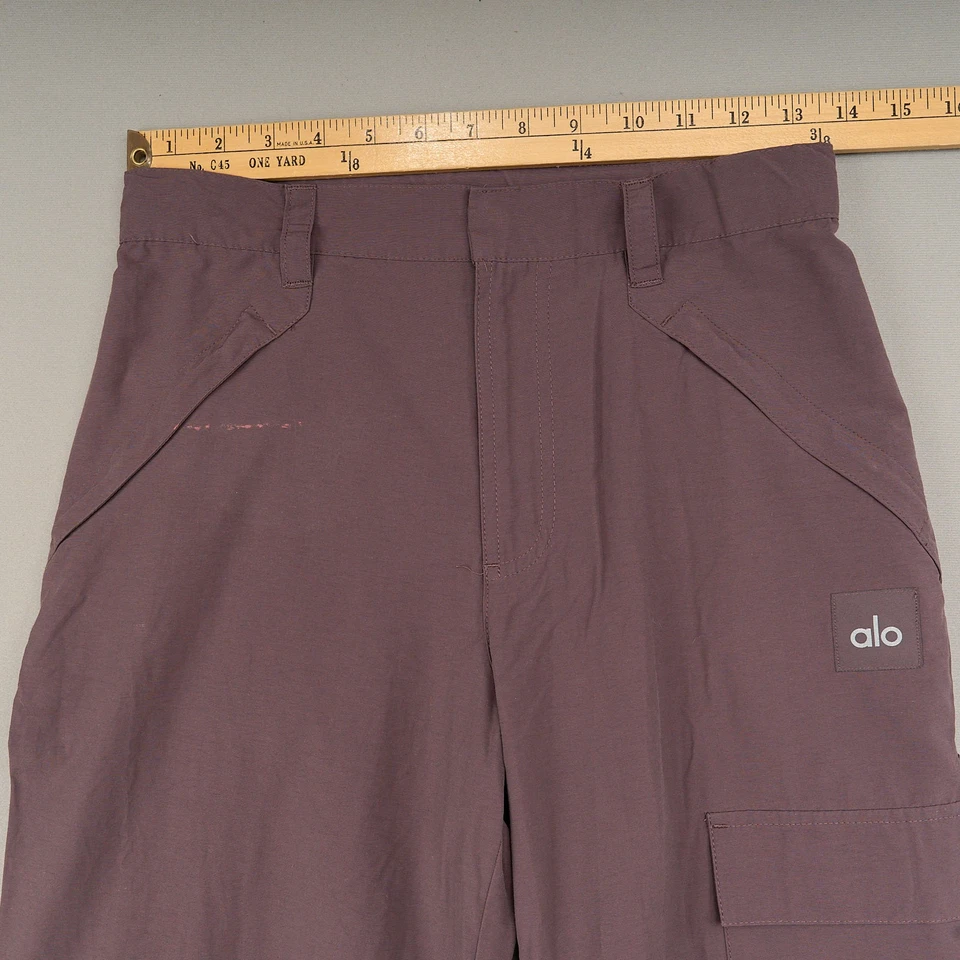ALO All That Cargo Pocket Pants Women XS Plum Waist Zip Pockets Adjustable Waist - Image 3 of 4