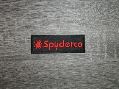 Spyderco Cutlery Knives Red/Black Embroidered Iron On Patch 3.5" x 1.25"