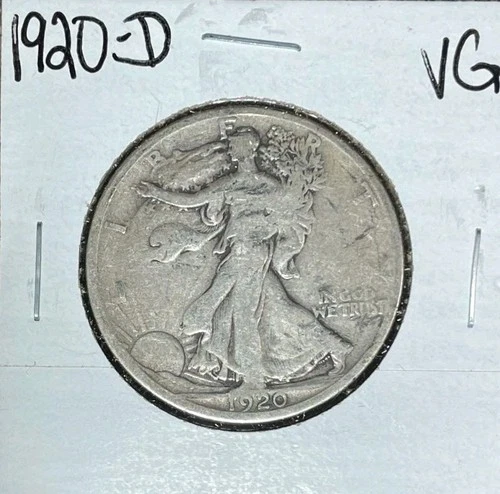 1920-D WALKING LIBERTY SILVER HALF DOLLAR~ VG ~NICE LOOKING COIN~ 90% SILVER