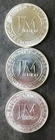 Lot of Three JM Bullion 1oz Silver Rounds