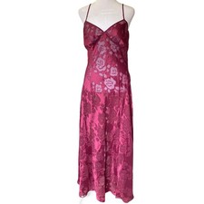 Vintage Victorias Secret Sheer Burnout Floral Pink Maxi Slip Dress Large Fairy