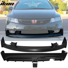 Fits 09-11 Civic 4Door PU Mugen Front & PP Rear Bumper Lip & Smoke Brake Lamp