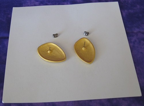 Pendientes perforados vintage de los años 80-1990 amarillo y dorado como el corazón - Imagen 3 de 3