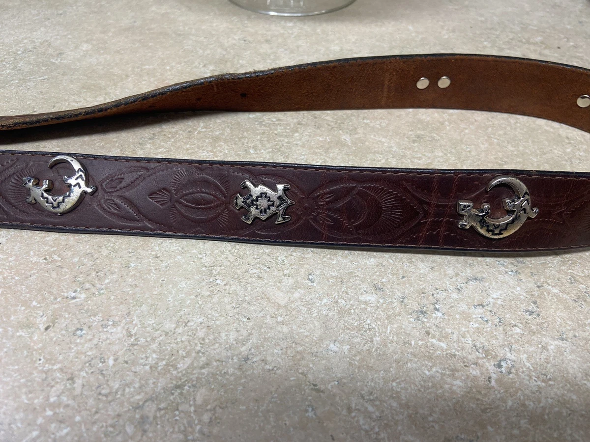 Vintage 1993 Sliding Concho  Brown Leather Waist Belt Size Small Western Aesthet Vintage Brighton Concho Belt - Etsy main image 4