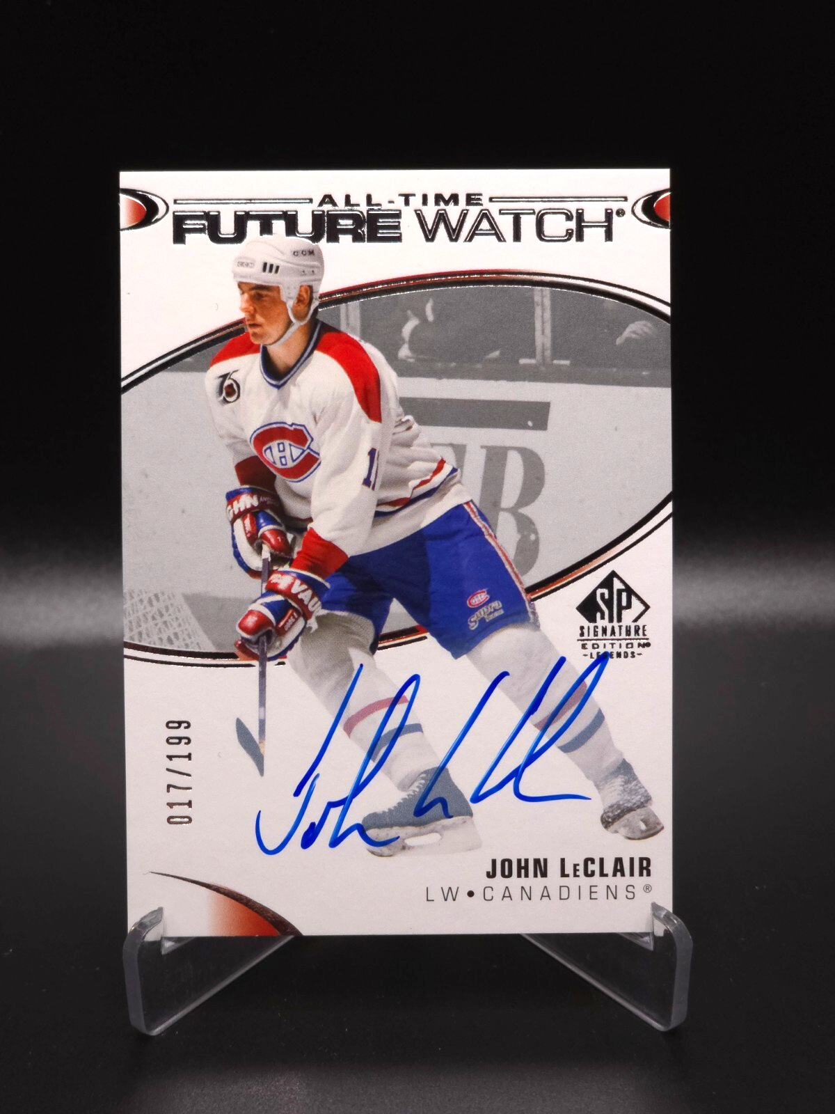 JERSEY #'d! John LeClair 20-21 SP Legends All-Time Future Watch Auto #17/199