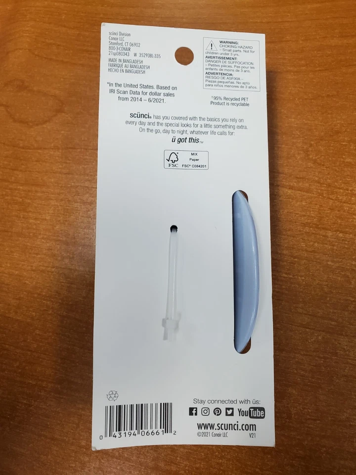 4 Упаковки: Scunci Earth-Friendly переработанный большой зажим для челюсти * синий * (6612) R9P5a - Изображение 3 из 3