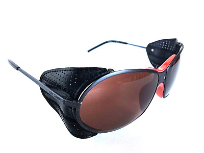 Linda Farrow x Raf Simons Wrap Sunglasses   Black Red Leather Trim Men s Luxury