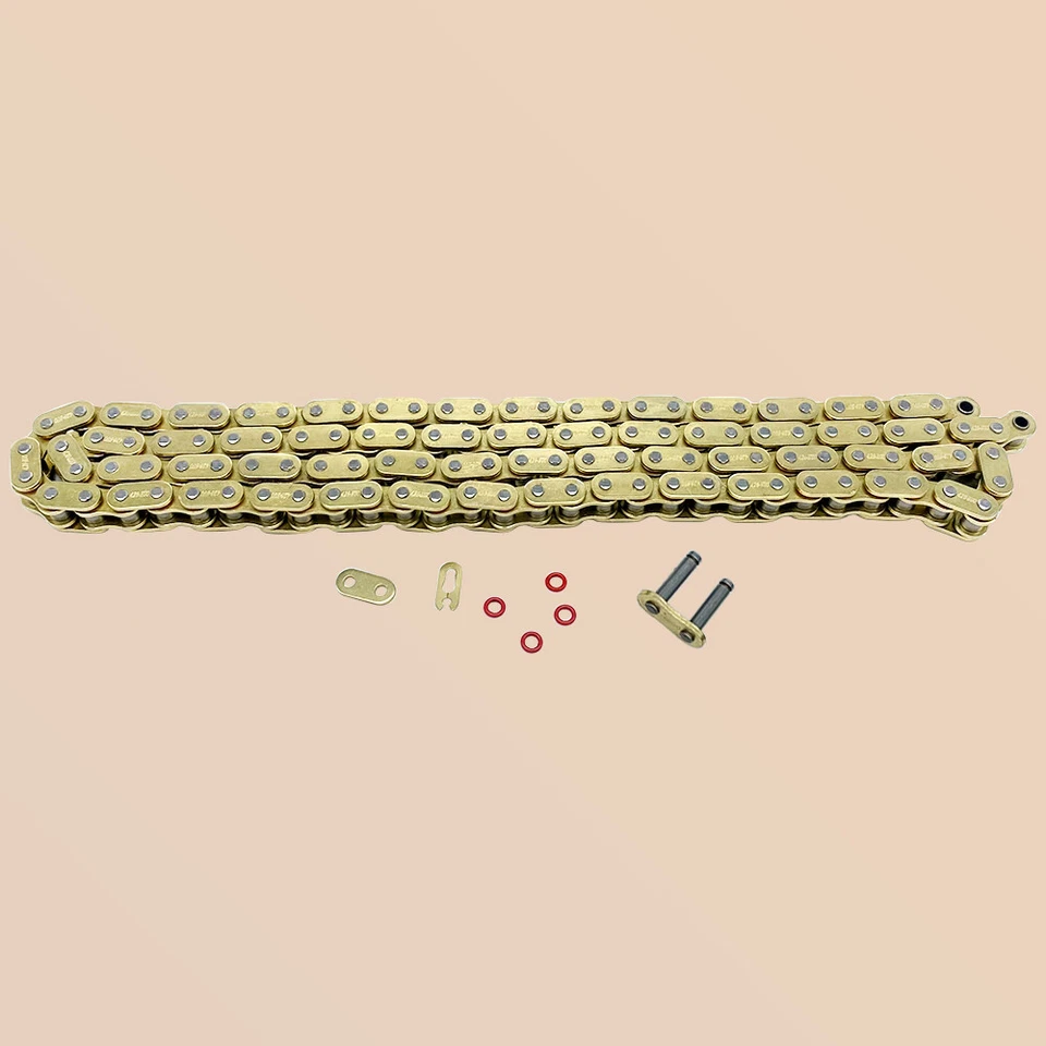 Cadena de transmisión 428 122 eslabones junta tórica estándar con eslabón maestro de conexión nuevo Foto 2 de 4