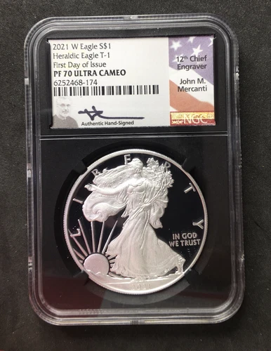 2021-W Silver Eagle Heraldic Eagle T-1  NGC PF70 Ultra Cameo Mercanti FDOI