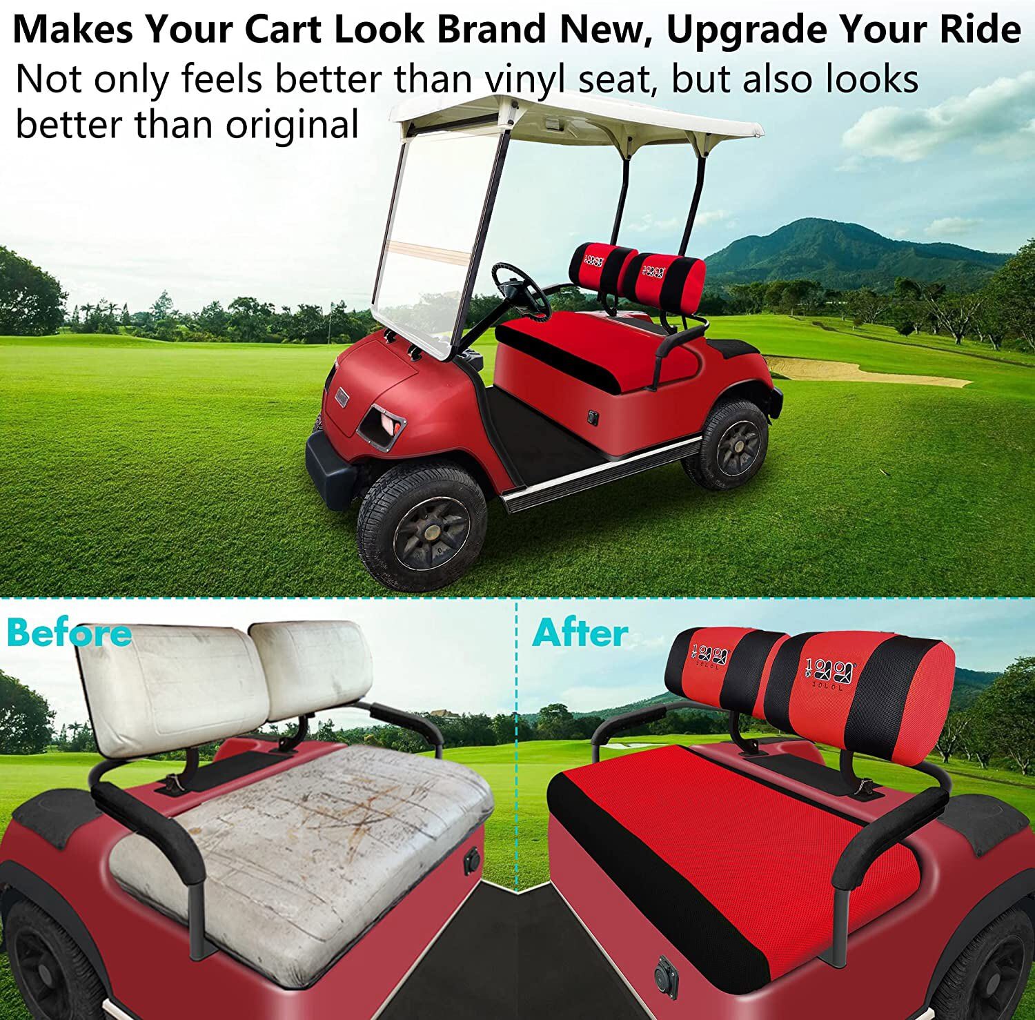 Red Golf Cart Seat Cover Set Fit Yamaha G2 G9 G16 G22 Club Car DS Pre
