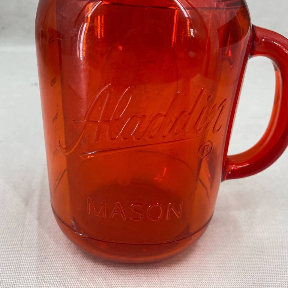 Aladdin Red Mason Jar Tumbler Travel Mug with Straw & Handle Metal Lid 20 oz - Image 3 of 4