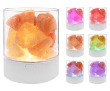 LED Himalayan Salt Table Lamp USB Rechargeable Warm White and RGB 3W H3031