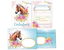 Einladungskarten incl. Umschläge für Kindergeburtstag Pferd Einladungen Mädchen