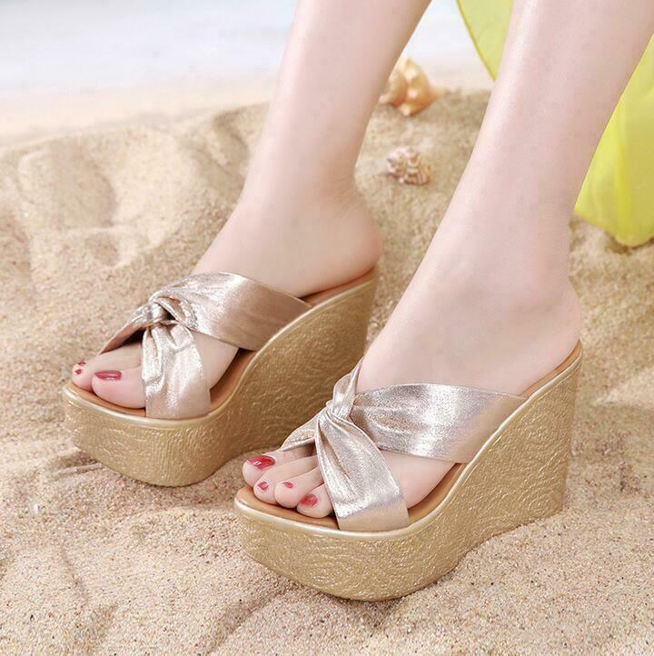 PANTOFOLA D’ORO Ciabatte donna plateau estive slip on zeppa tacco spiaggia slide oro 2025