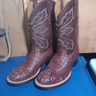 cowboy boots Mens Ferrini roper, caiman Br L, Br emb U sz:7 D   item:s3381