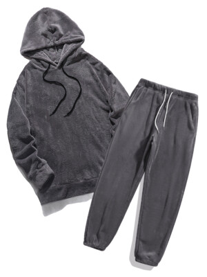 Mens Hooded Sweatshirt Pant Piece Sports Tracksuit Jogger