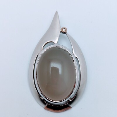 Sterling silver moonstone pendant necklace with slide charm  Sterling Silver Moonstone Slide for Necklace display picture 1