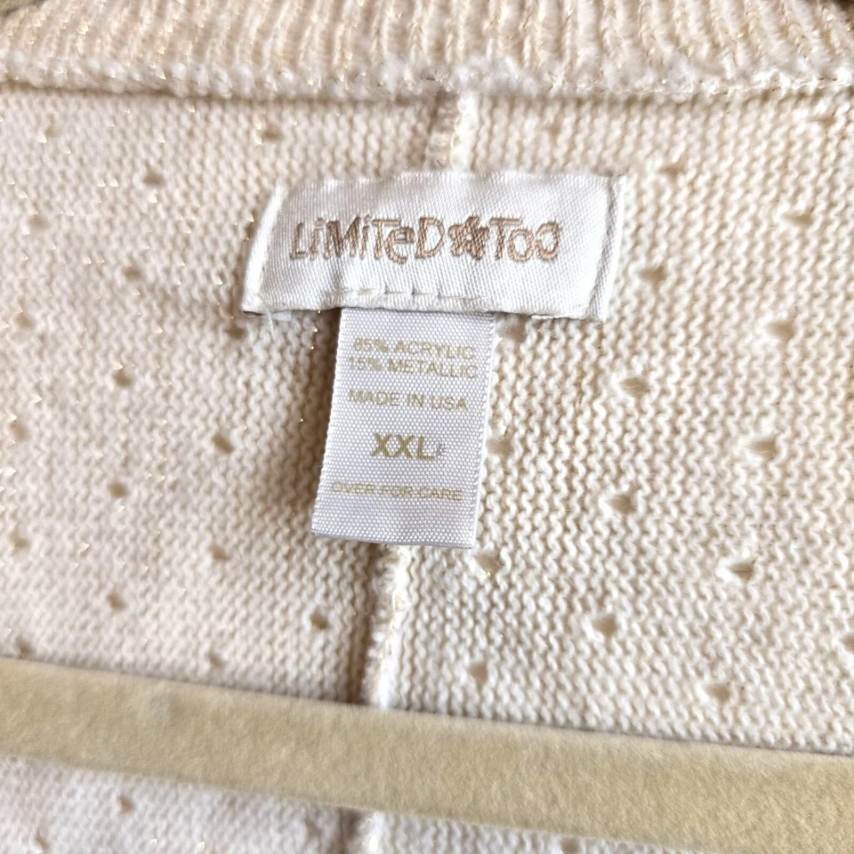 Cárdigan Limited Too Girls Dorado Crema XXL Frente Abierto Cuello en V jj3751 Foto 3 de 4