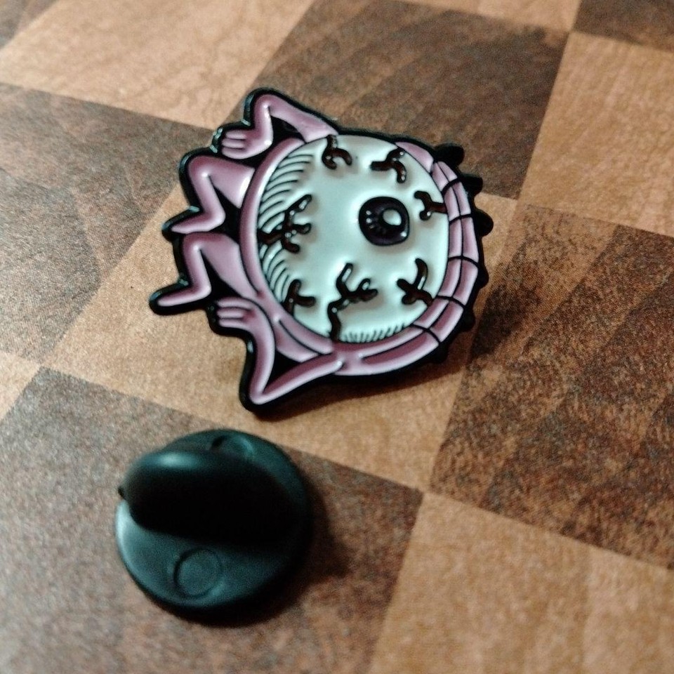 Pin Badge Eyeball Old Man Zombie Bloodshot Eyes Grossly Cute Surreal