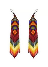 Tribal Earrings Native Large Boho American Seed Beads Handmade Earring