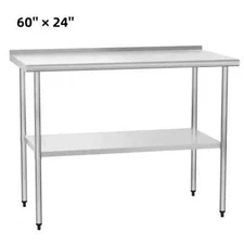Stainless Steel 60" x 24" NSF Restaurant Kitchen Prep Work Table with Backsplash