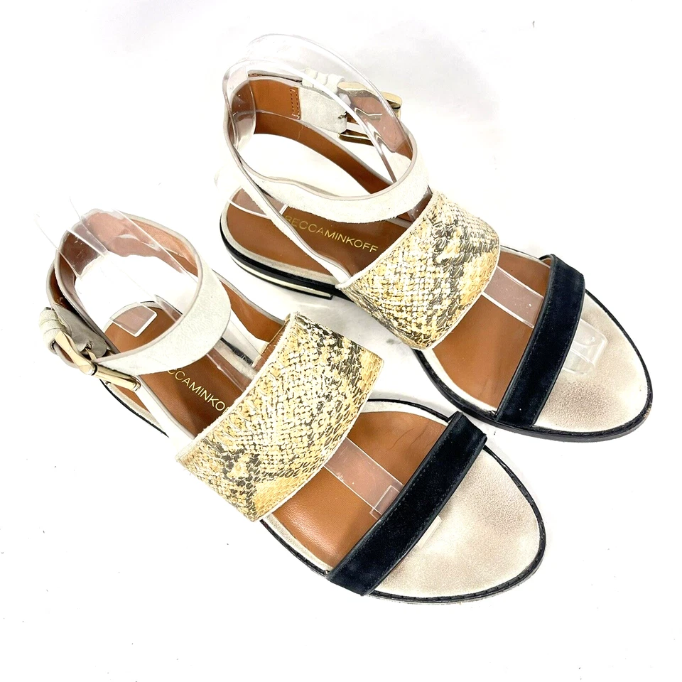 Босоножки женские Rebecca Minkoff с плоской пряжкой на лодыжке размер 7 для рептилий богемное тихое роскошное - Изображение 2 из 4