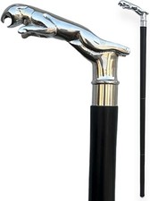 Nautical Brass Jaguar Handle Handmade Vintage Wooden Walking Stick Halloween