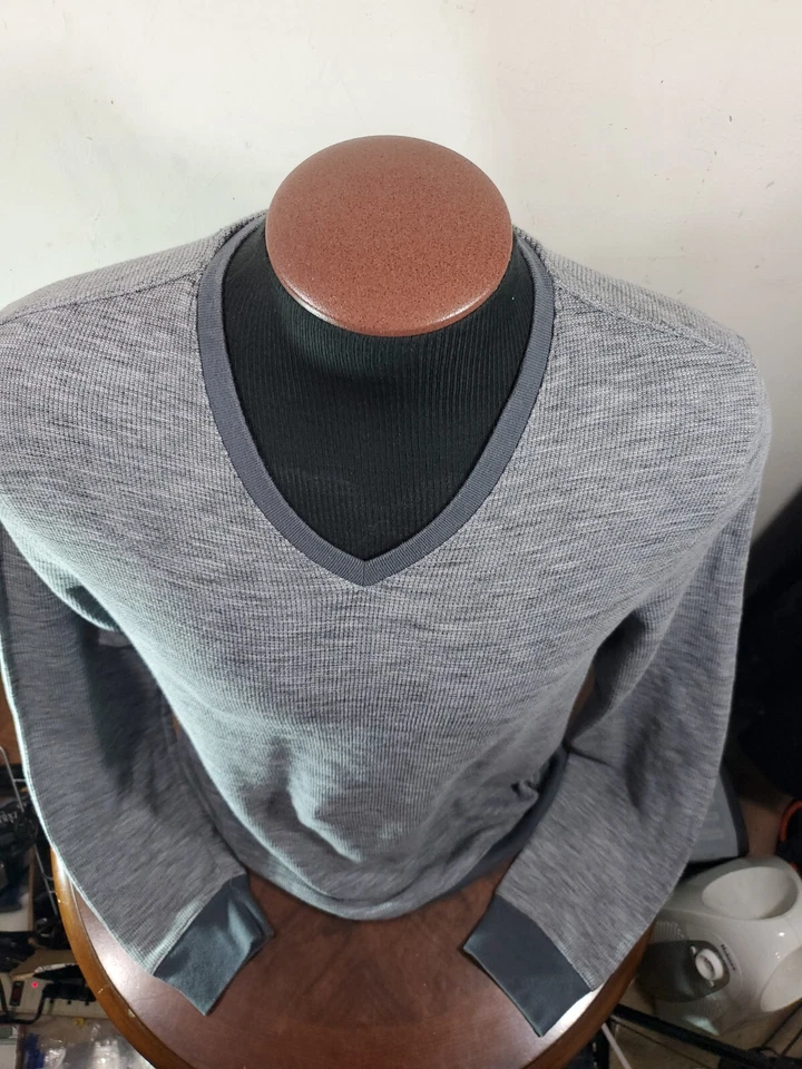 Ike Behar Shirt Mens Medium Gray Cotton Blend Longsleeve - Image 3 of 4