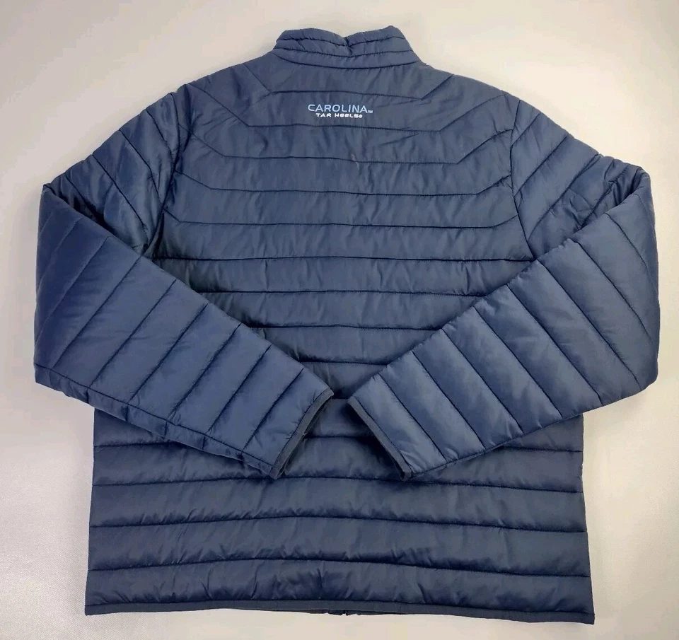 Coliseo Carolina del Norte Tacones Alquitranados UNC Acolchada Puffer Chaqueta Para Hombres 2XL NUEVOS DEFECTOS Foto 4 de 4
