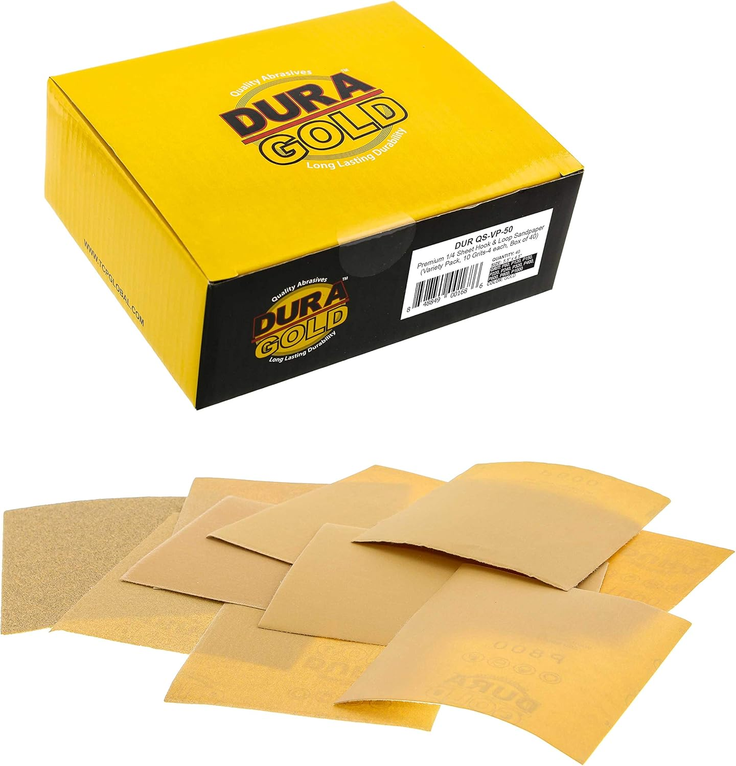 Premium 80, 120, 150, 220, 240, 320, 400, 600, 800, 1000 Grit 1/4 Sheet Size Gol