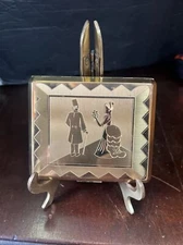 Elgin American Gold Tone Victorian Man Woman Ladies Powder Compact