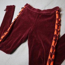 Puma by Rihanna Fenty Leggings Womens Small Burgundy Lacing Tight Velour Jogger