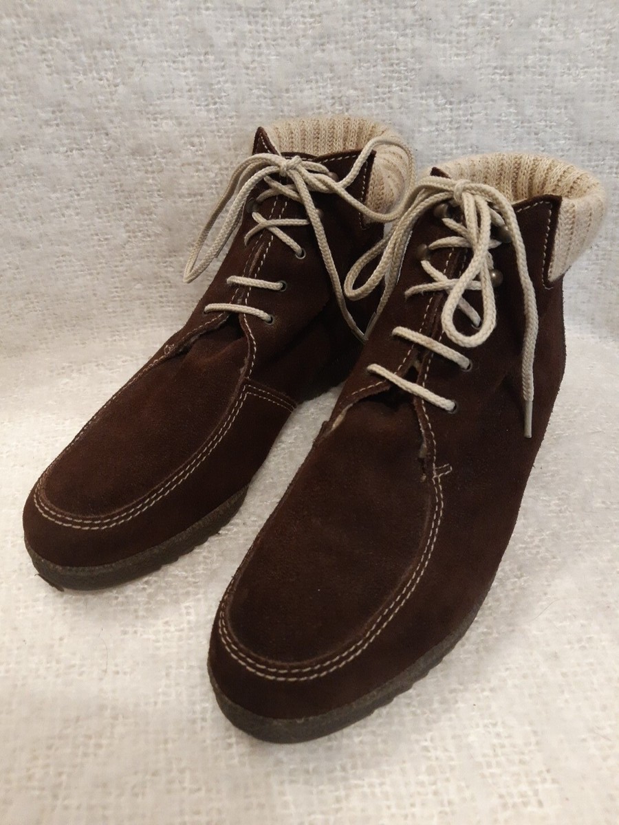 Damart Thermolactyl Womens Brown Suede Lace Up Winter Ankle Boots