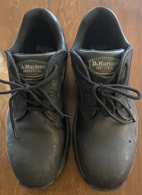 Dr Martens Steel Toe Black Industrial Work Boots Leather Air Wair Men 9 Women 10 Doc Dr. Martens Air Wair Black Leather Men Sz 9 Steel Toe  main image 4
