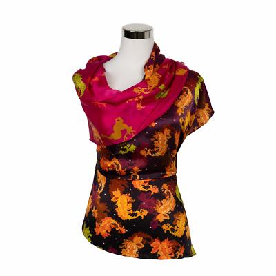 Schal 100% Seide Satin Trachtenschal  scarf silk 50 x 180 Tracht Hirsche